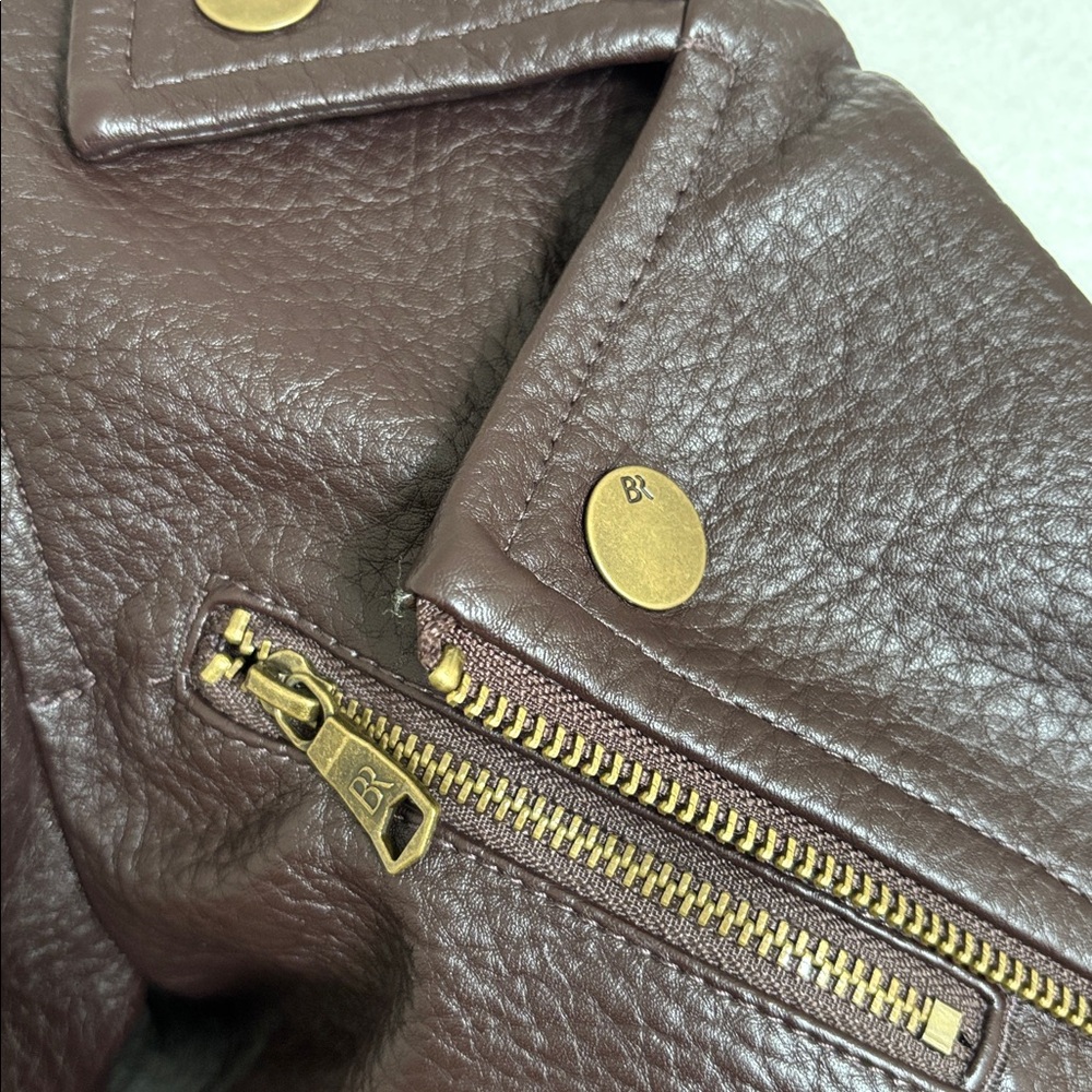 BNWT Banana Republic XXSP Dark Brown Maroon chocolate vegan Leather Jacket - Picture 3 of 10